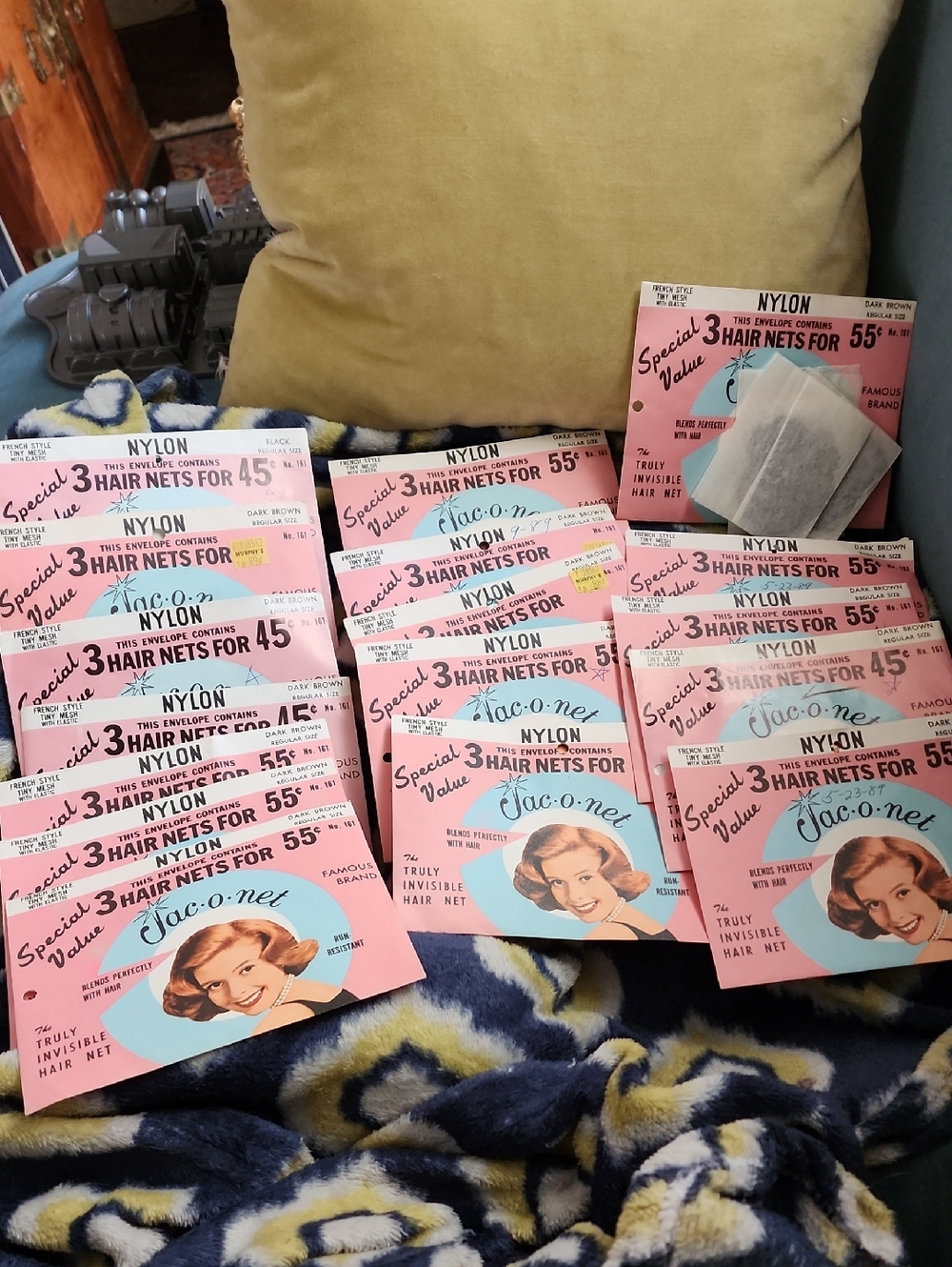 Vintage Nylon Hair Nets (Lot of Retro Packs) Jac-o-net. 17 Pkgs.